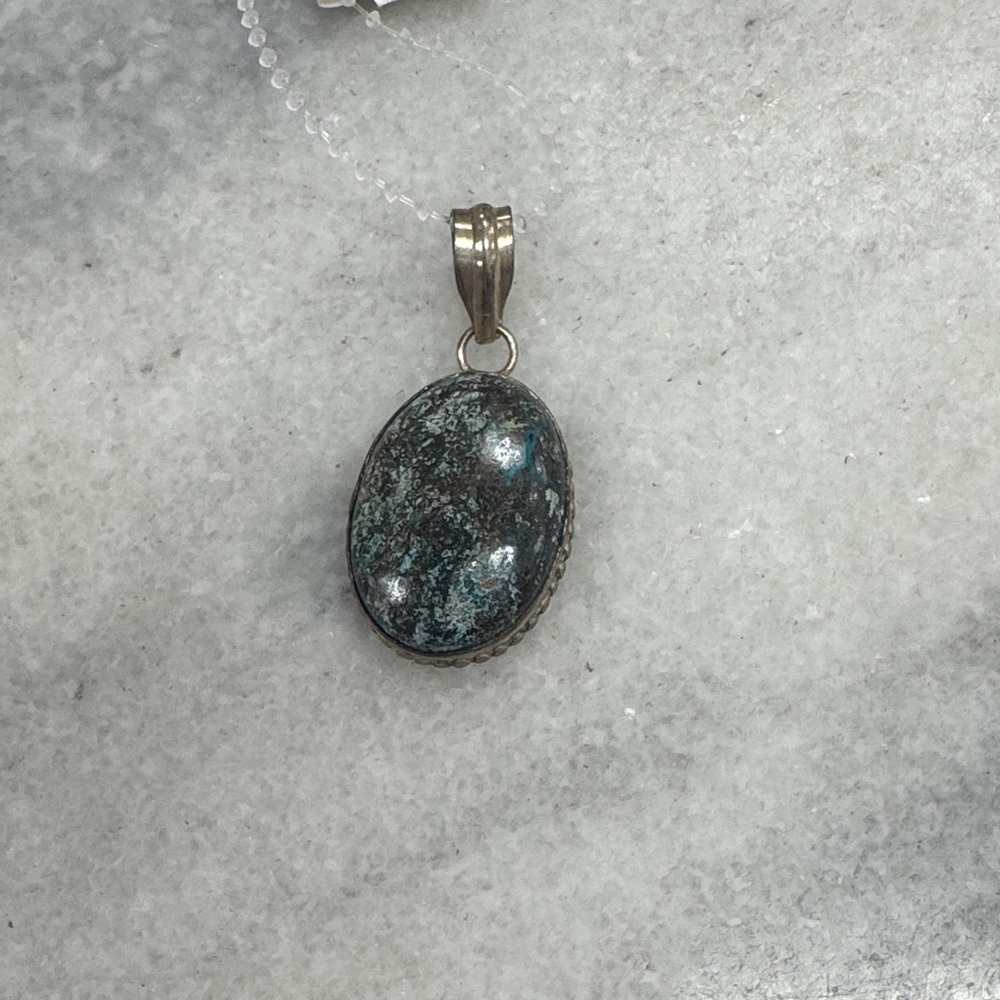 Silver Pendant with Blue Accents
